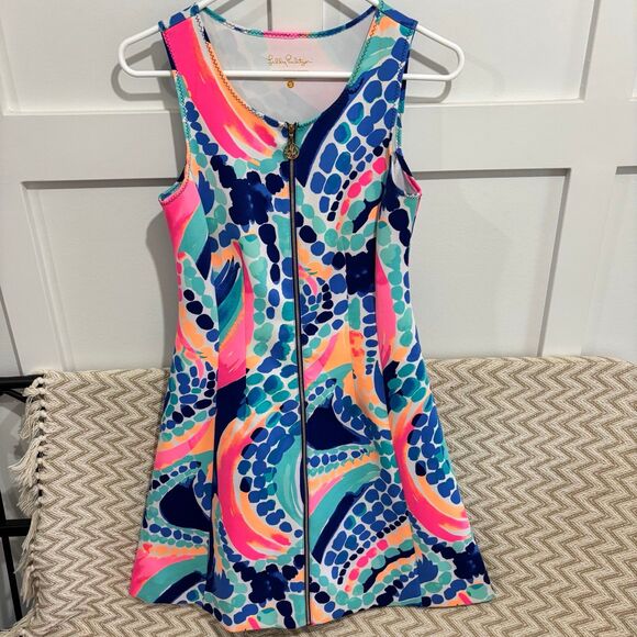 Lilly Pulitzer Sally Knit Fit & Flare Scuba Dress Multi Ocean Jewels - Picture 3 of 10